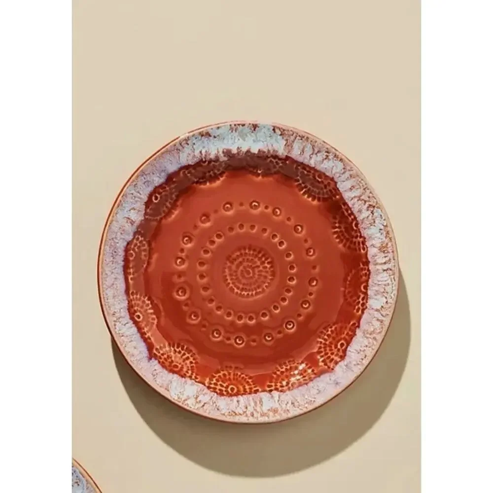 Anthropologie Old Havana Bread Plates Orange Set of 4